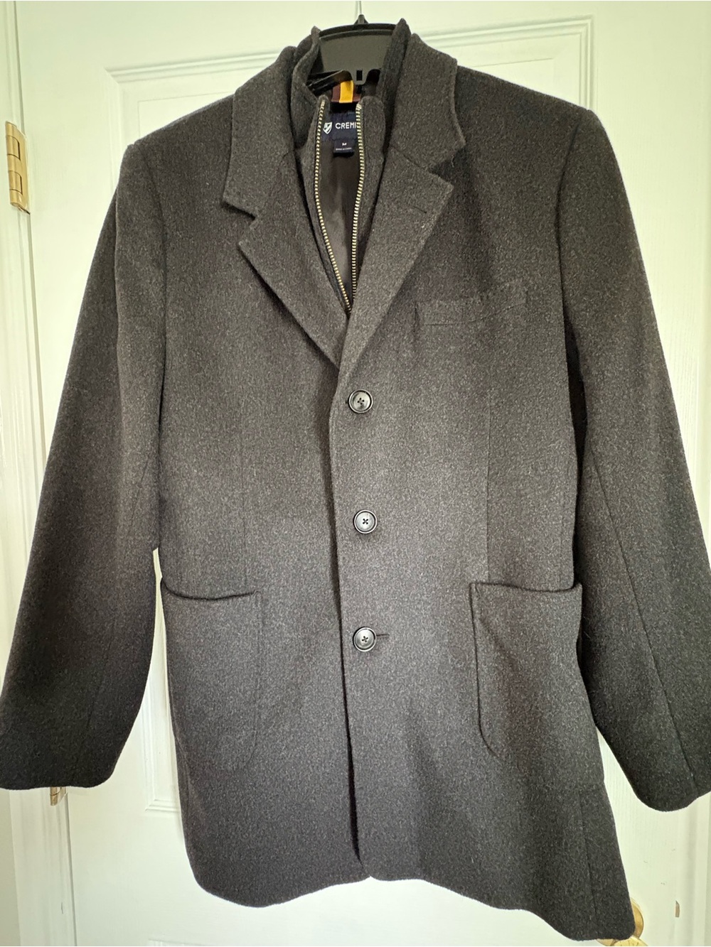 Cremieux Men’s Dark Grey Wool Blend Overcoat